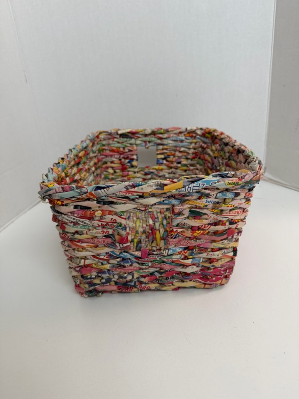 Handwoven Paper Basket Storage Organization Desk Recycled Eco Friendly Medium - Picture 2 of 12